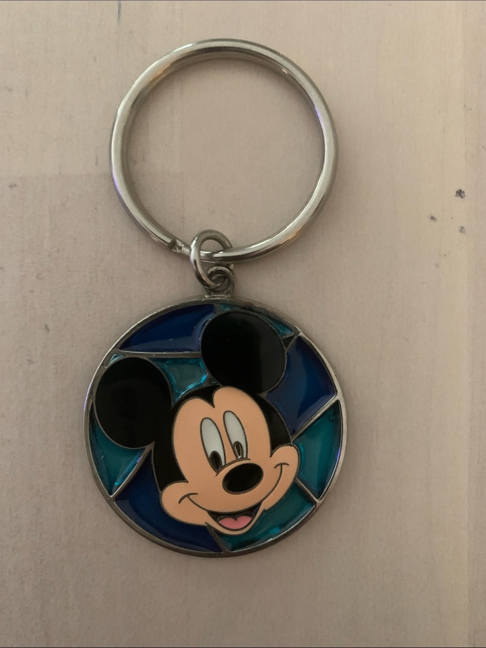 Disney Mickey Mouse Blue and Teal Enamel Key Ring